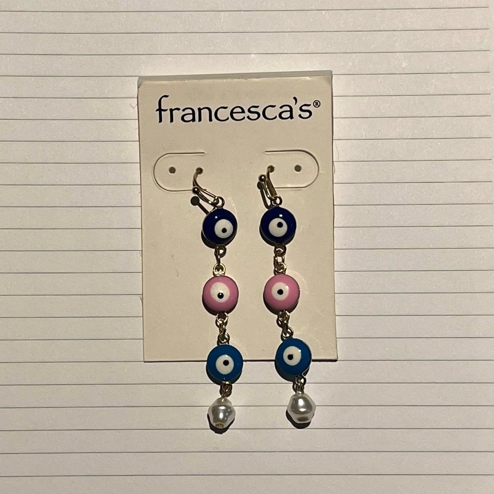 Francesca's Evil Eye Dangle Earrings